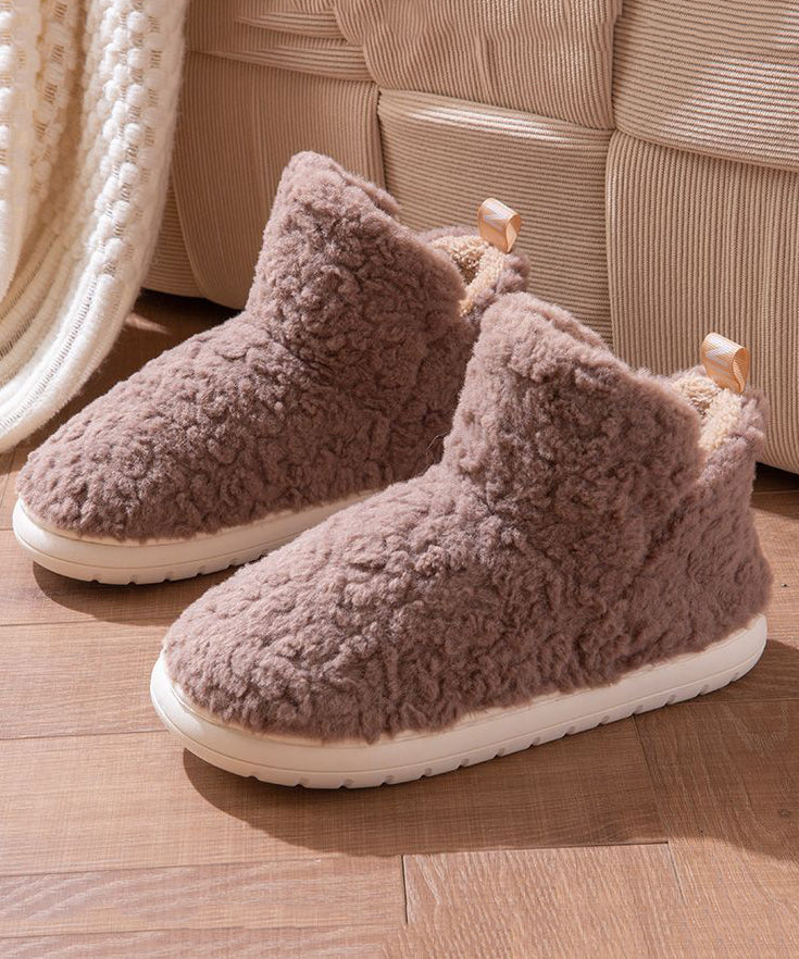 Comfy Green Faux Fur Flat Shoes Fuzzy Wool Lined