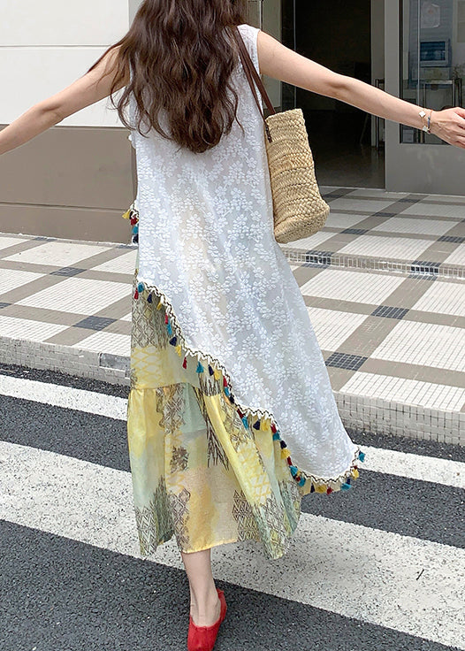 Style Embroidered Tassel Sleeveless Two Pieces Set