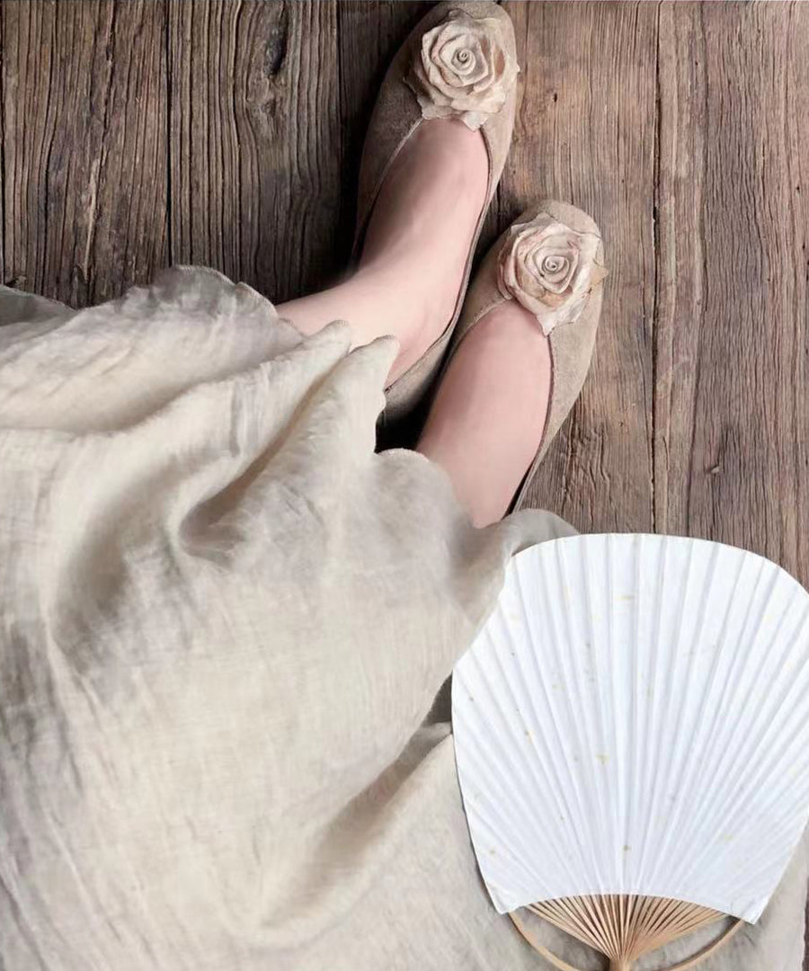 Retro Splicing Soft Flat Feet Shoes Khaki