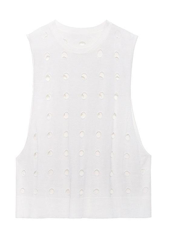 Black O Neck Hole Beach Cotton Vest