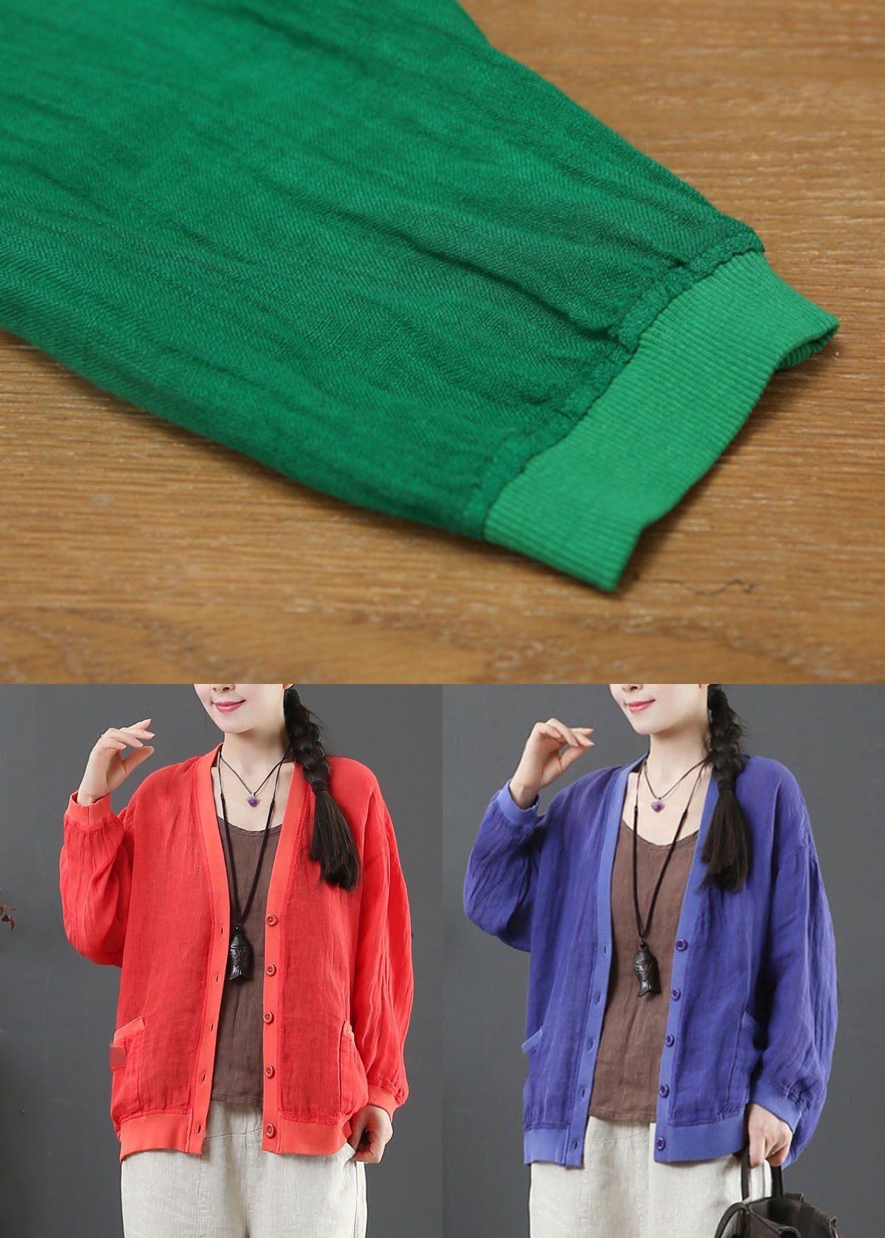 Blue Linen Upf 50+ Coat Jacket Oversized Pockets Spring