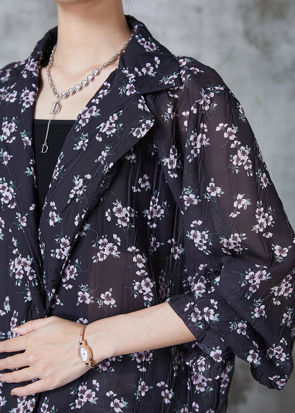 Unique Black Oversized Print Tulle Upf 50+ Coat Jacket Summer