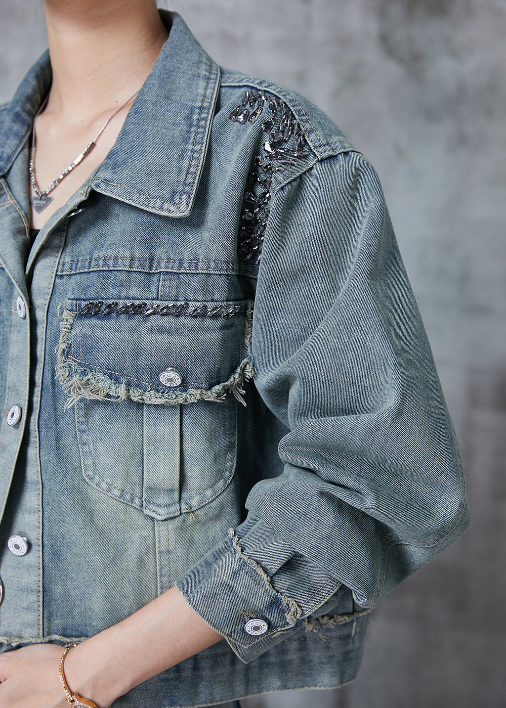 Blue Oversized Denim Coat Fall