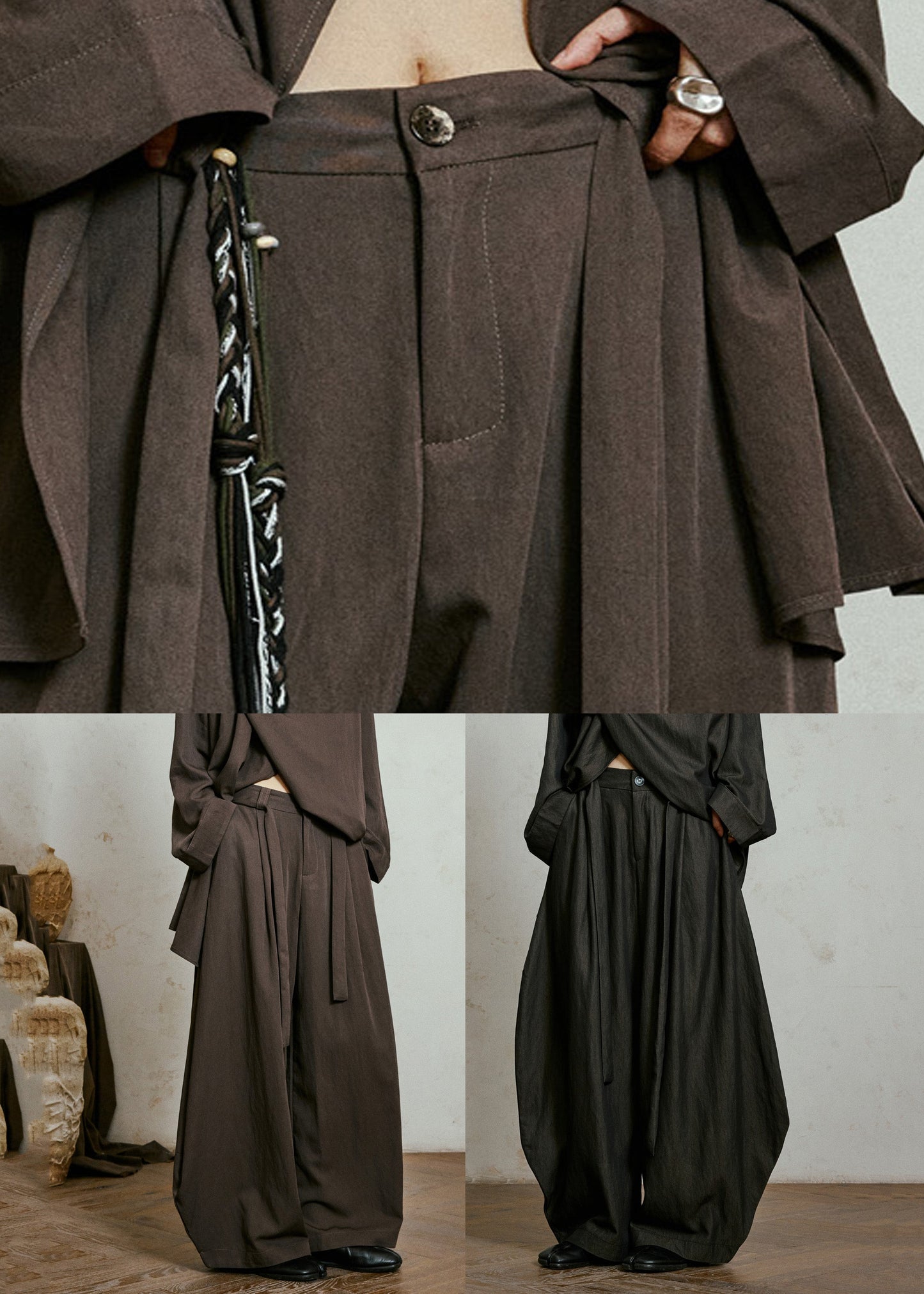 Black Pockets High Waist Lantern Pants