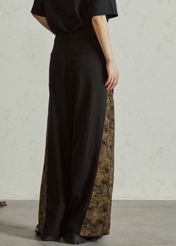 Colorblock Pockets Print High Waist Wide Leg Pants