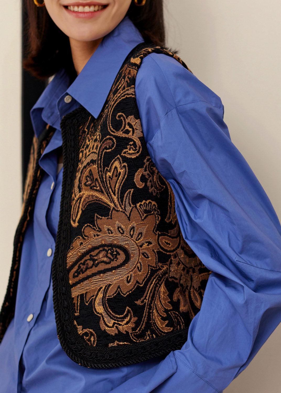 Jacquard Embroideried Patchwork Waistcoat Sleeveless