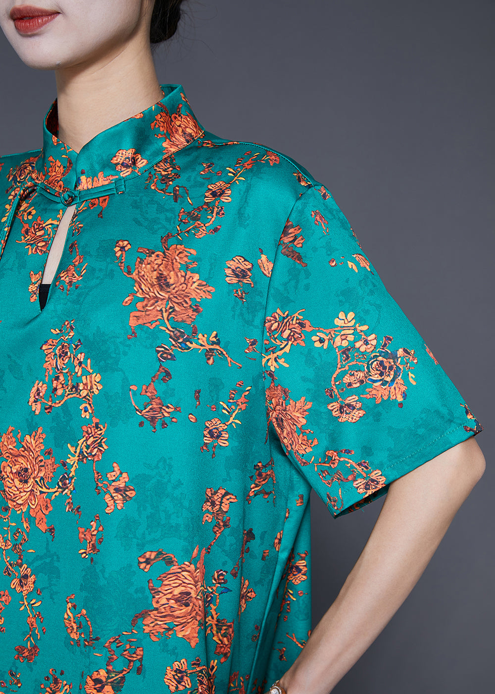 Diy Green Tasseled Print Silk Long Dress Summer