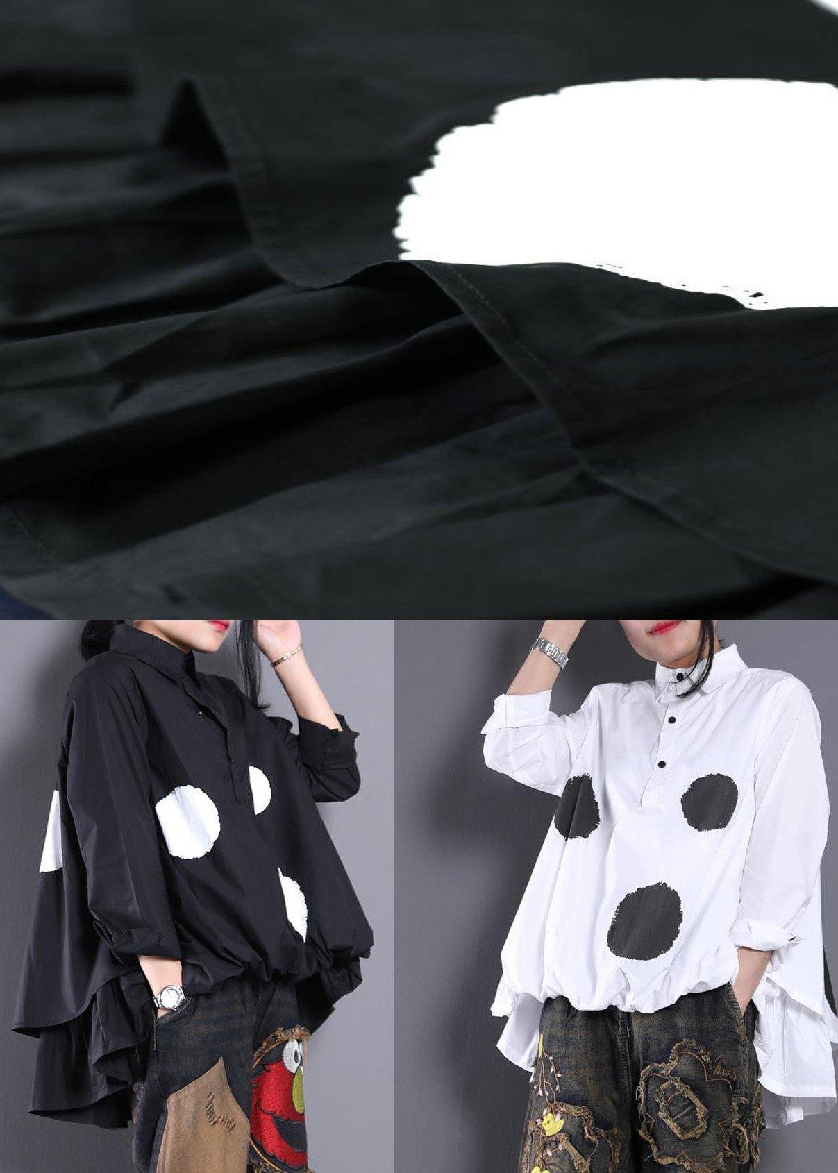Asymmetric Clothes Christmas Gifts Black Dotted Blouse