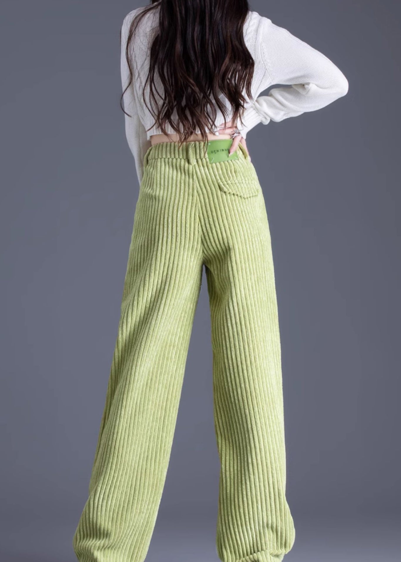 Pink Pockets Corduroy Wide Leg Pants Spring