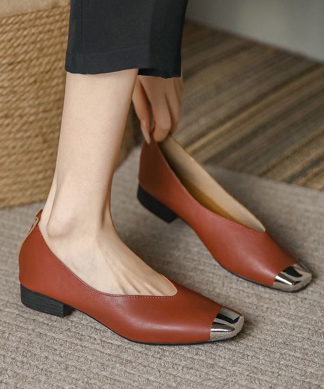 Brown Flat Feet Shoes Sheepskin Comfortable Splicing