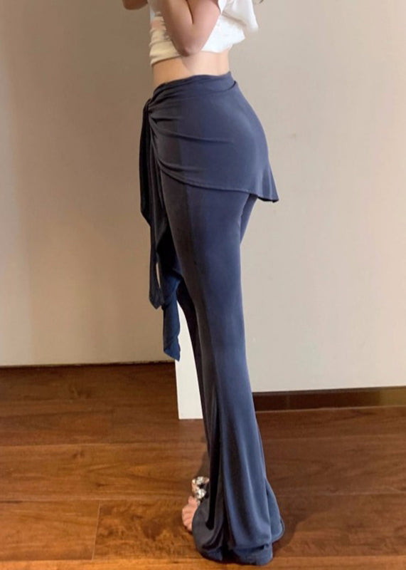 Blue Butt Scrunch Fake Two Pieces Flare Leggings