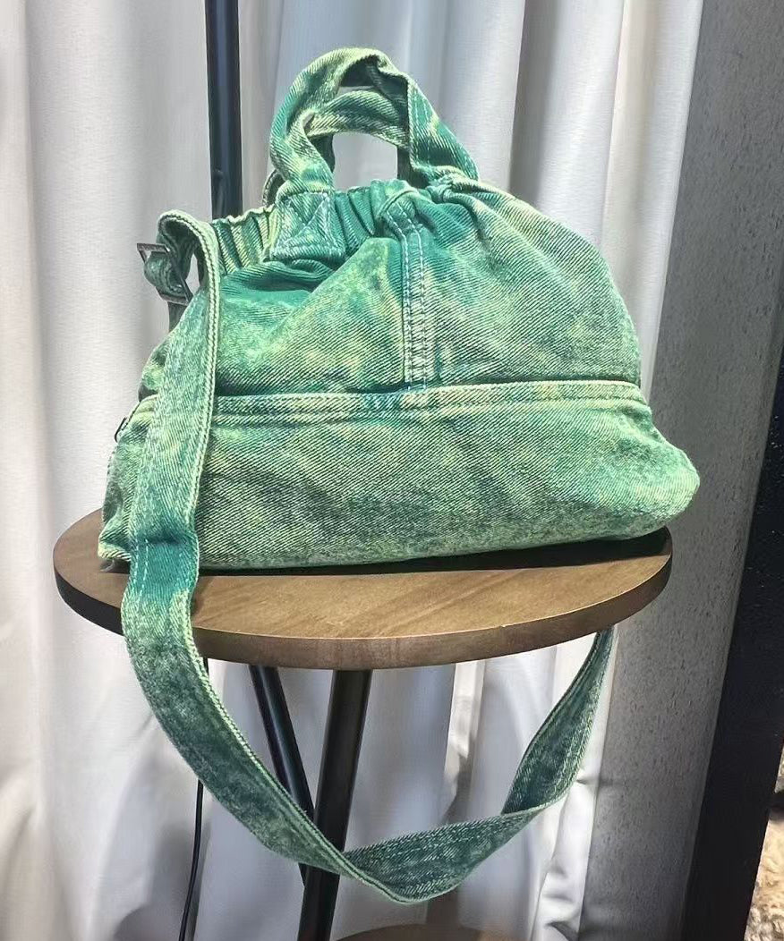Green Tie Dye Denim Versatile Tote Bag