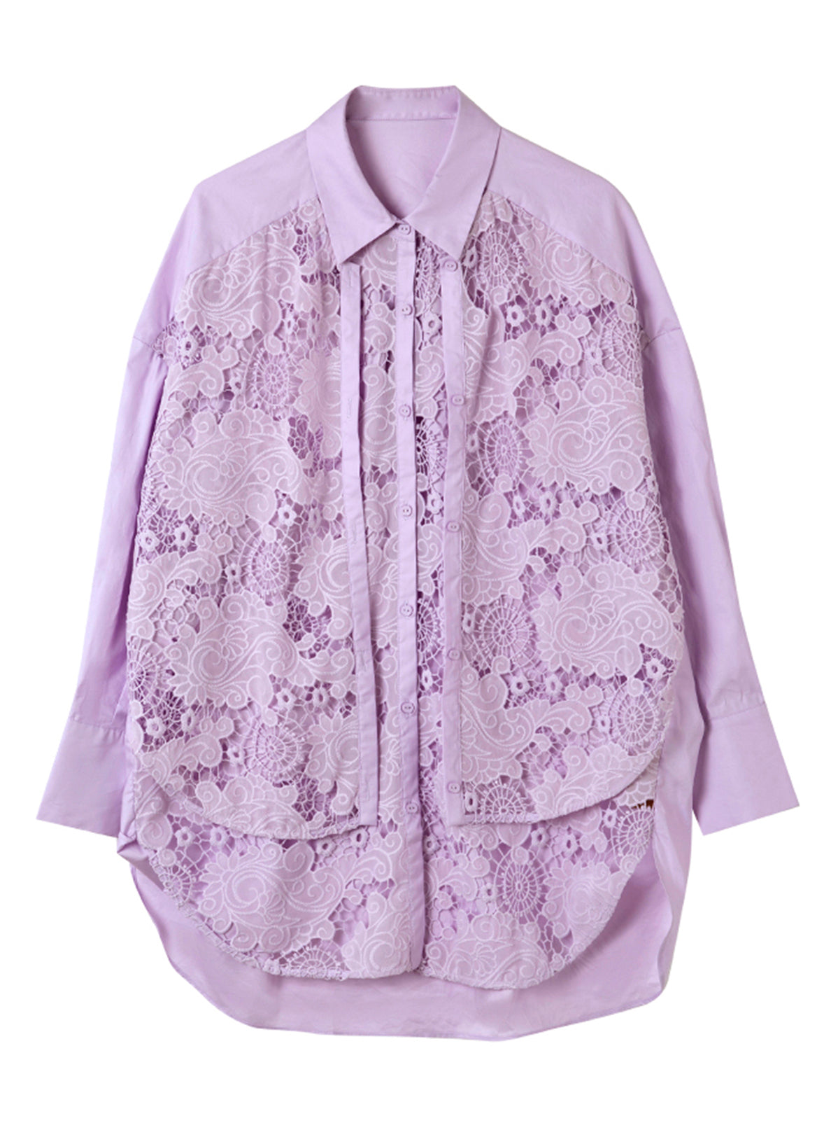Art Purple Peter Pan Collar Hollow Out Fake Two Pieces Lace Tops Spring