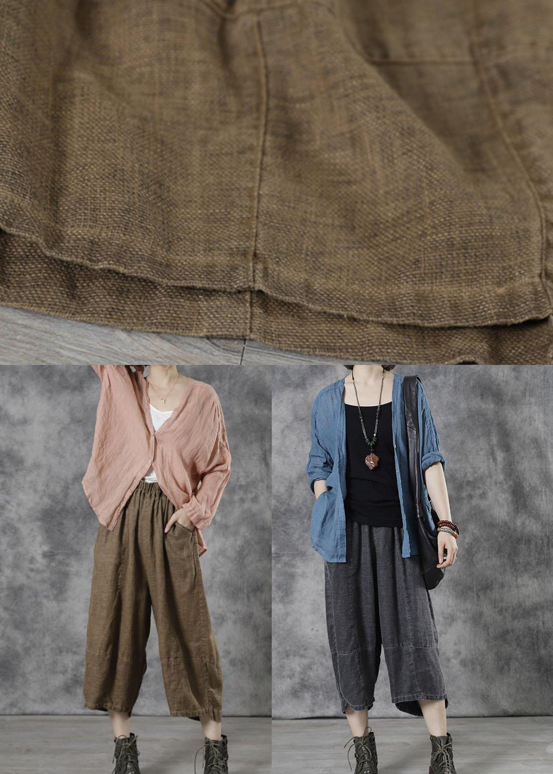 Grey Pockets Loose Fall Pants