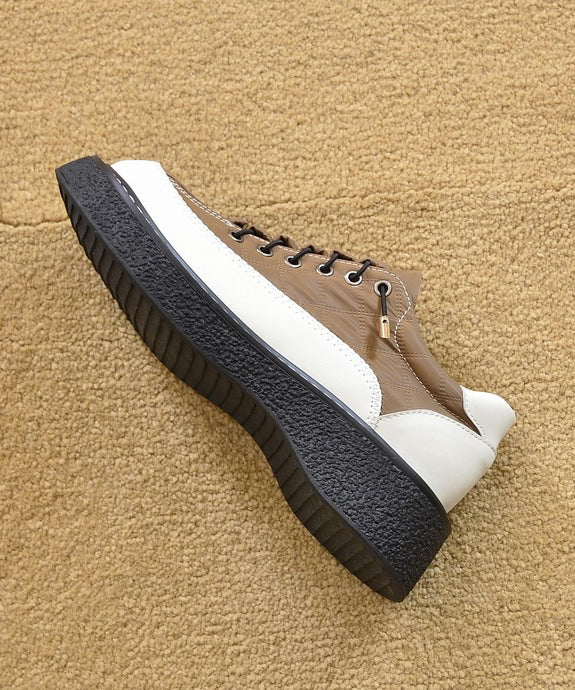Beige Faux Leather Splicing Comfortable Loafers for