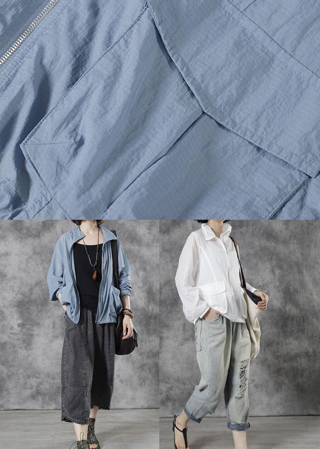 Italian White Loose Pockets Fall Tops Long Sleeve