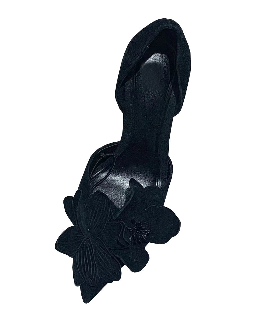 Rose Suede Splicing High Heels Pointed Toe