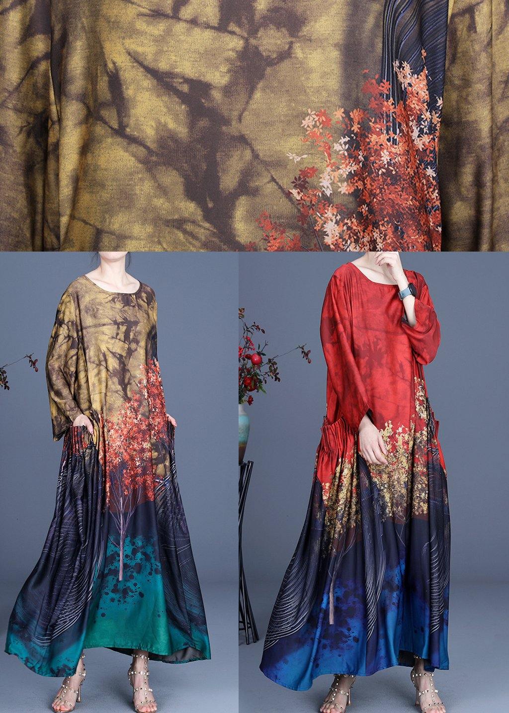 Yellow Print Pockets Summer Spring Party Dress