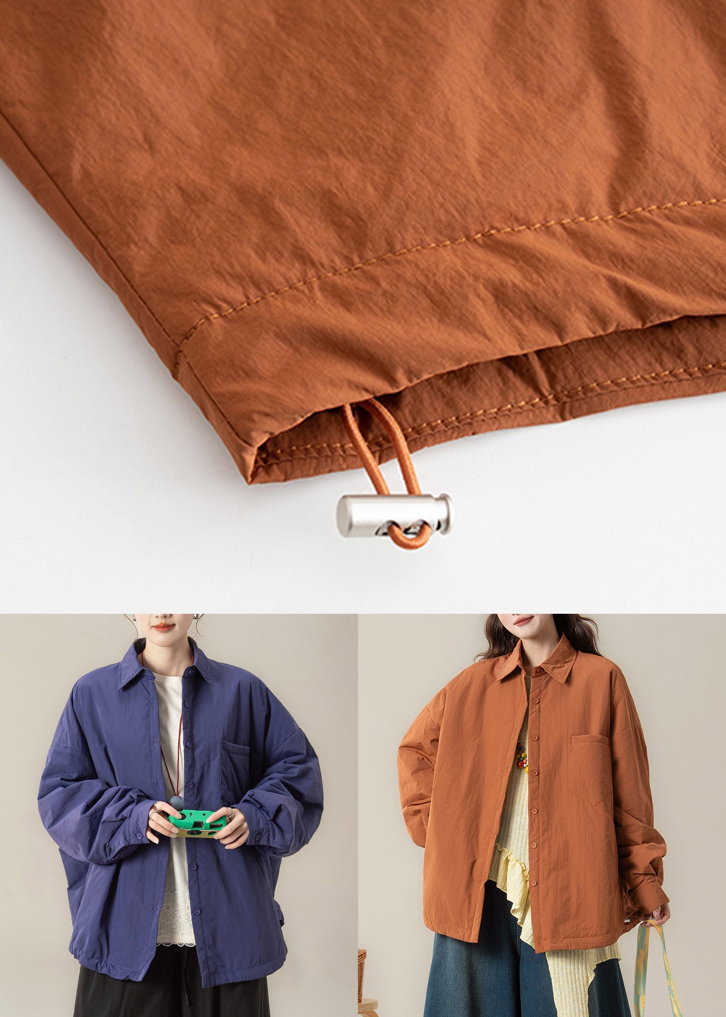 Orange Peter Pan Collar Pockets Cotton Filled Coats Spring