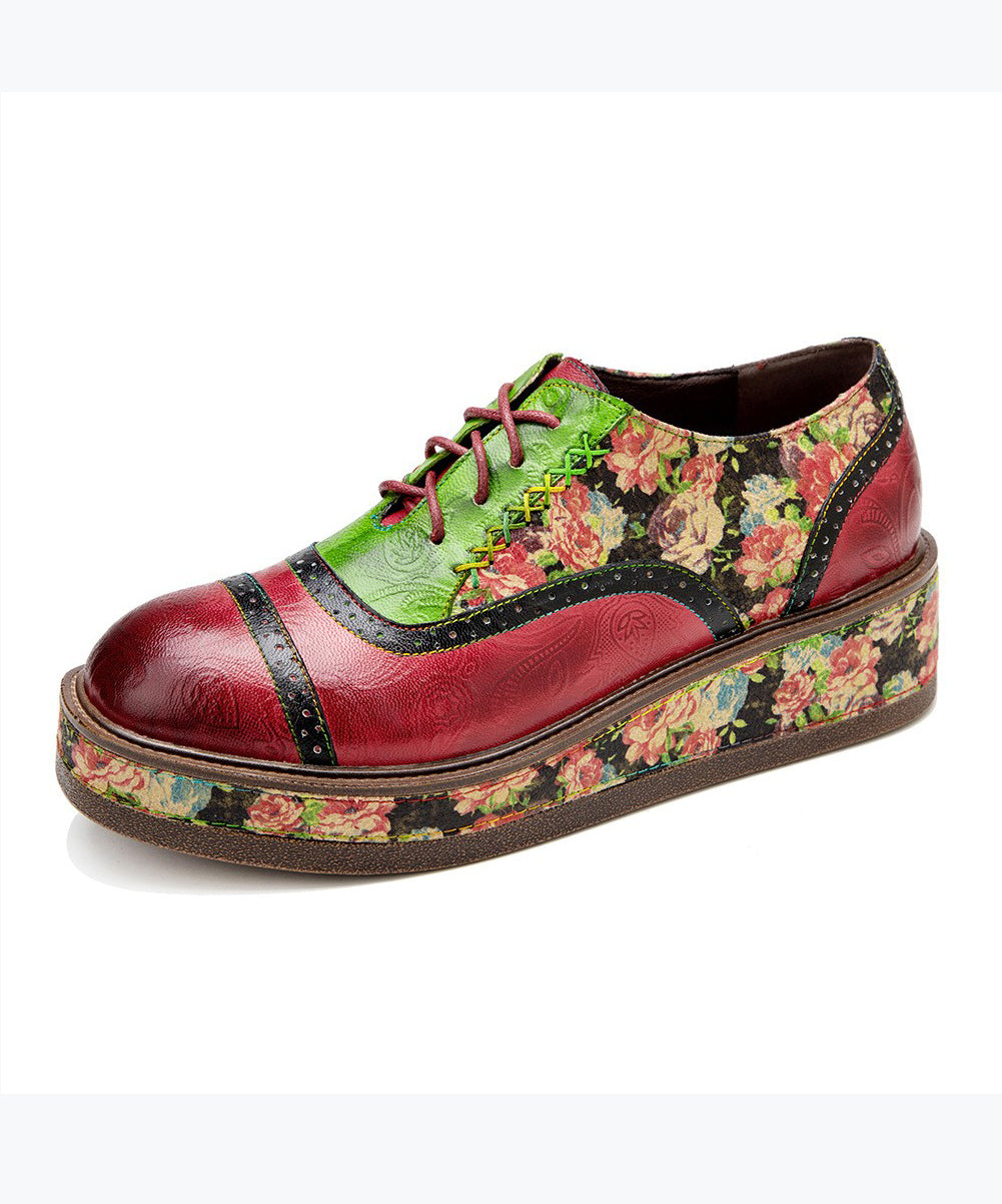 Sheepskin Printed European and American Style Lace Up Shoes