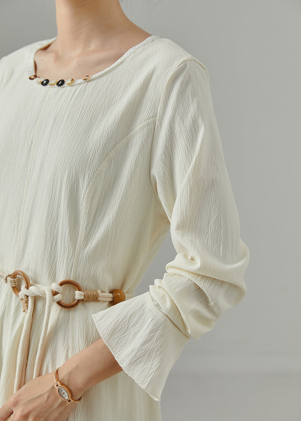 White Tie Waist Exra Large Hem Cotton Dresses Spring