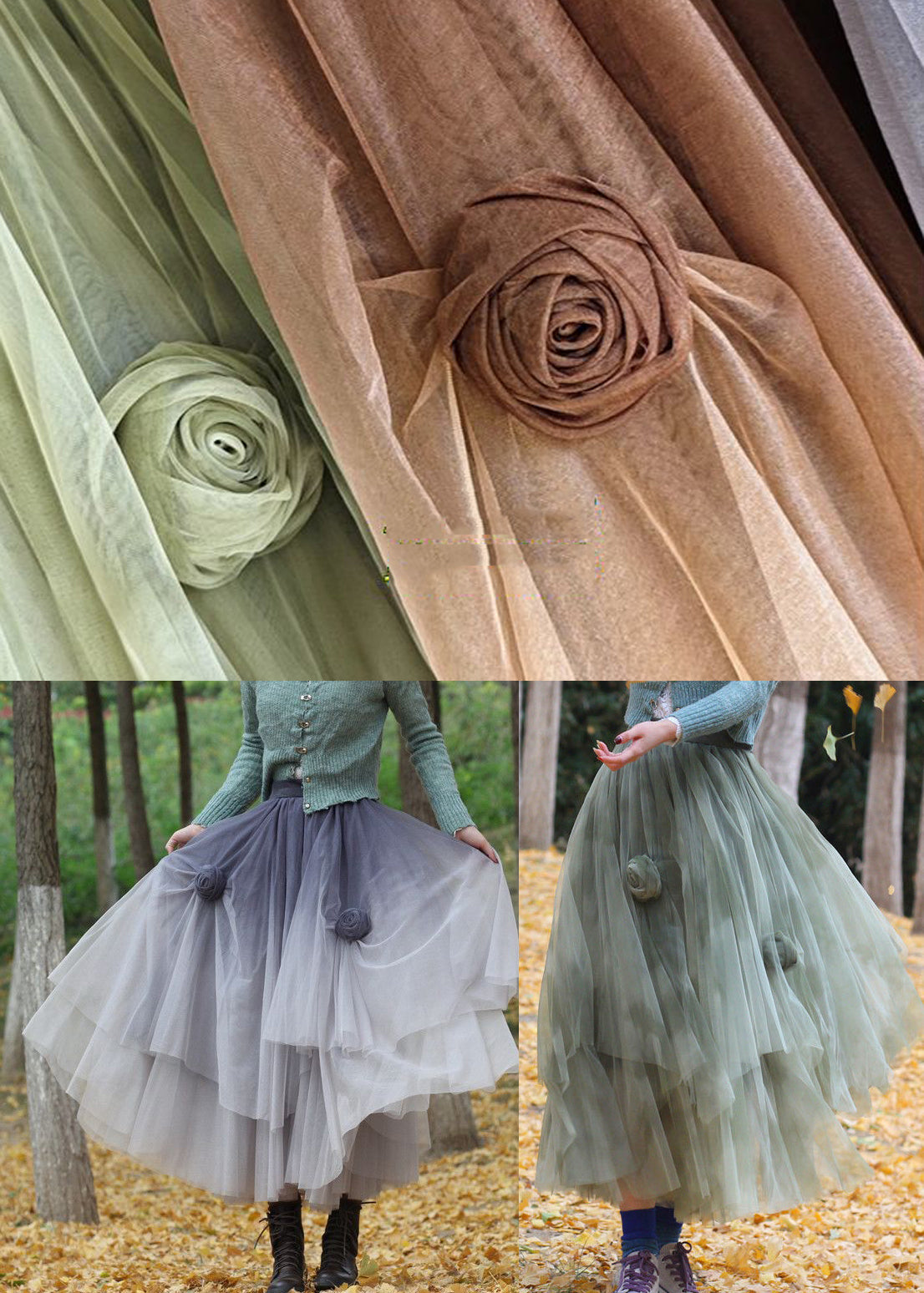 Stylish Green Tie Dye Tulle Holiday Skirt Spring