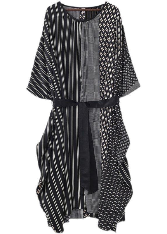 New Lace Up Qianniao Print Short Sleeve Dress for