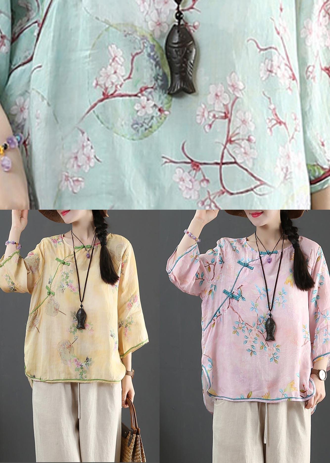 Handmade Yellow Print Linen Summer Shirts