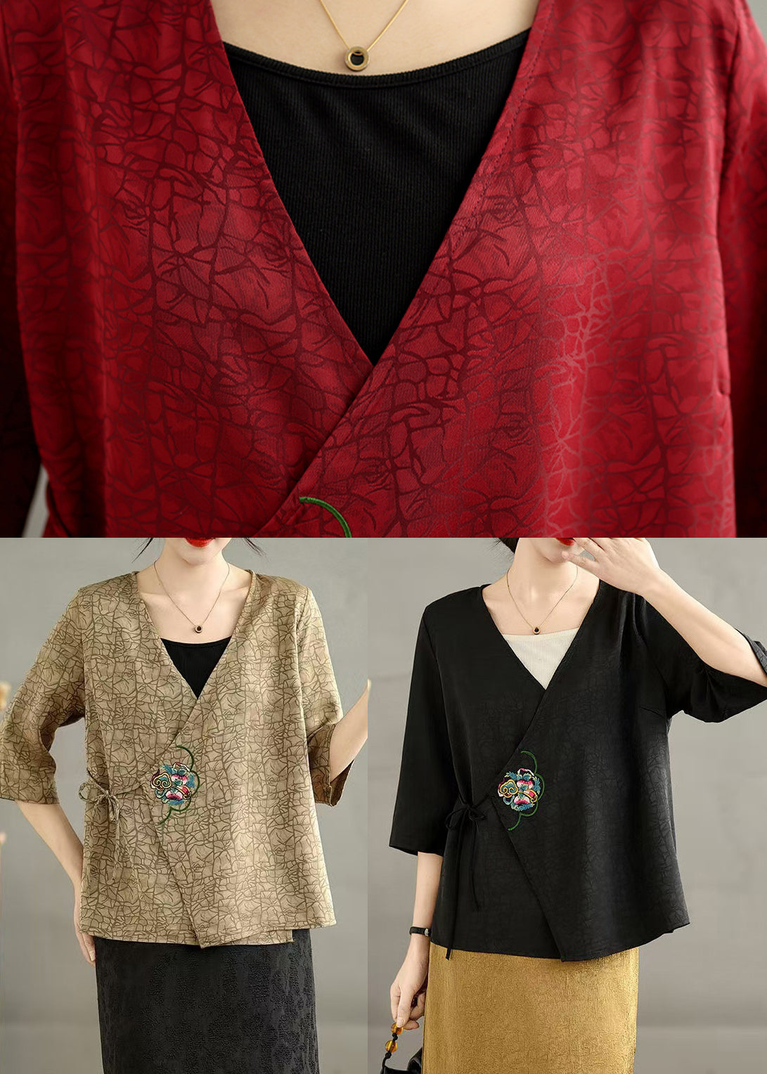 Mulberry Embroidered Silk Shirt Half Sleeve