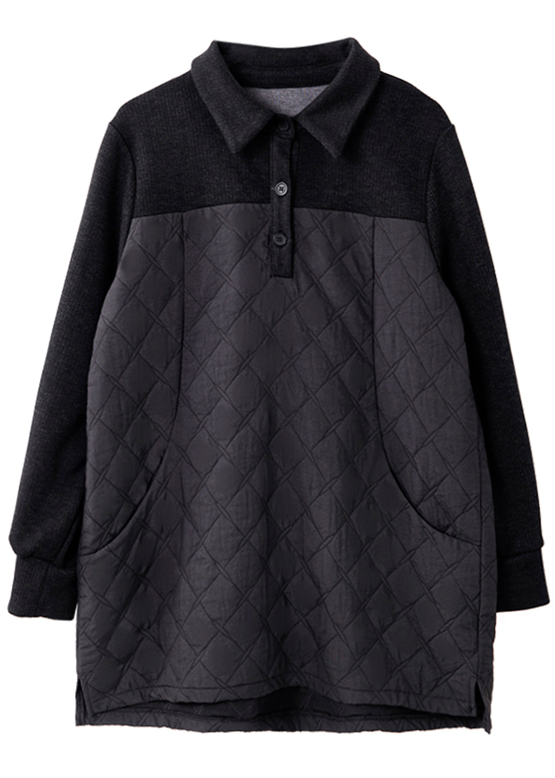 Black Peter Pan Collar Patchwork Plaid Sweatshirt Spring