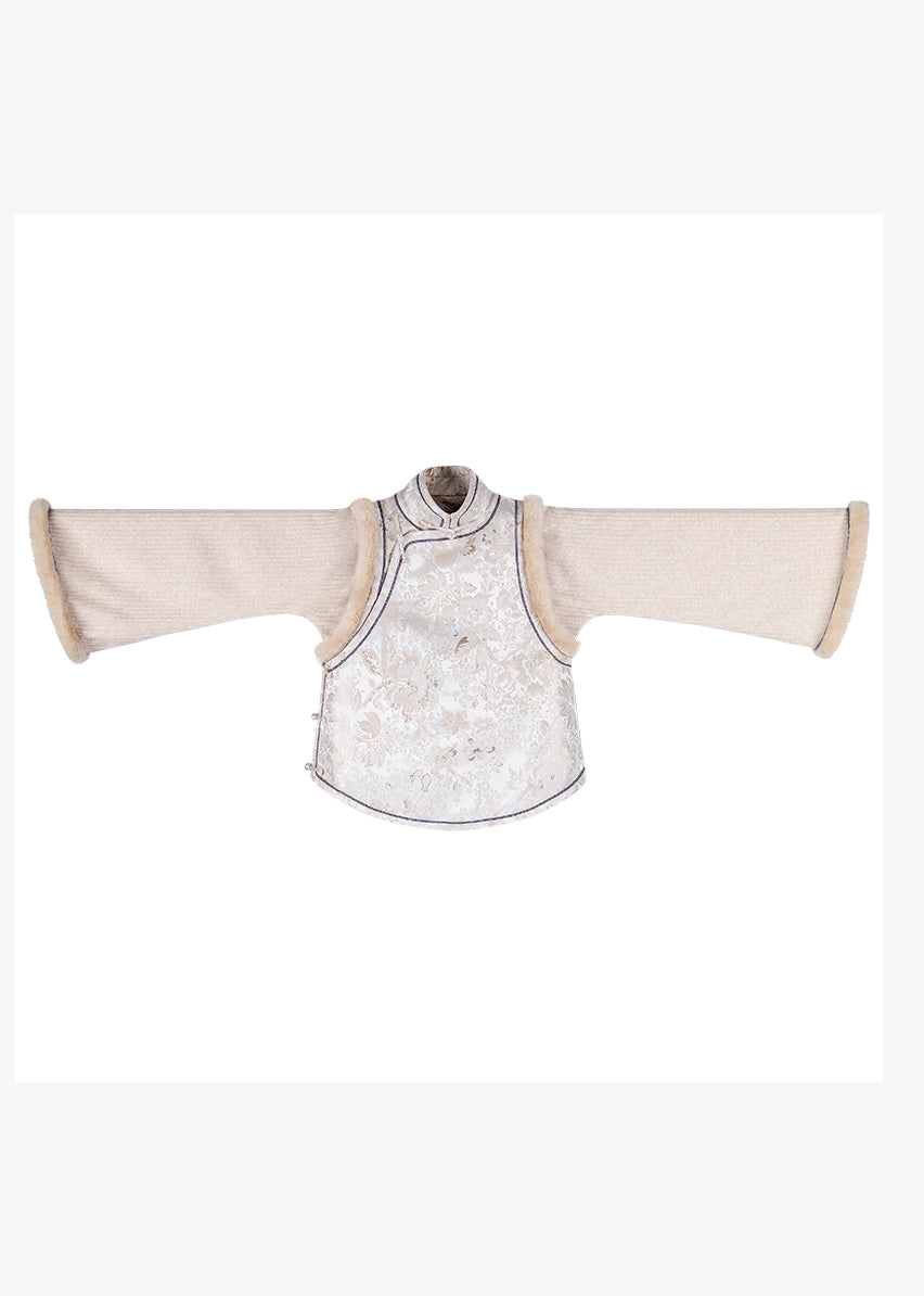 Teddy Patchwork False Two Piece Chinese Style Cotton Filled Top Winter