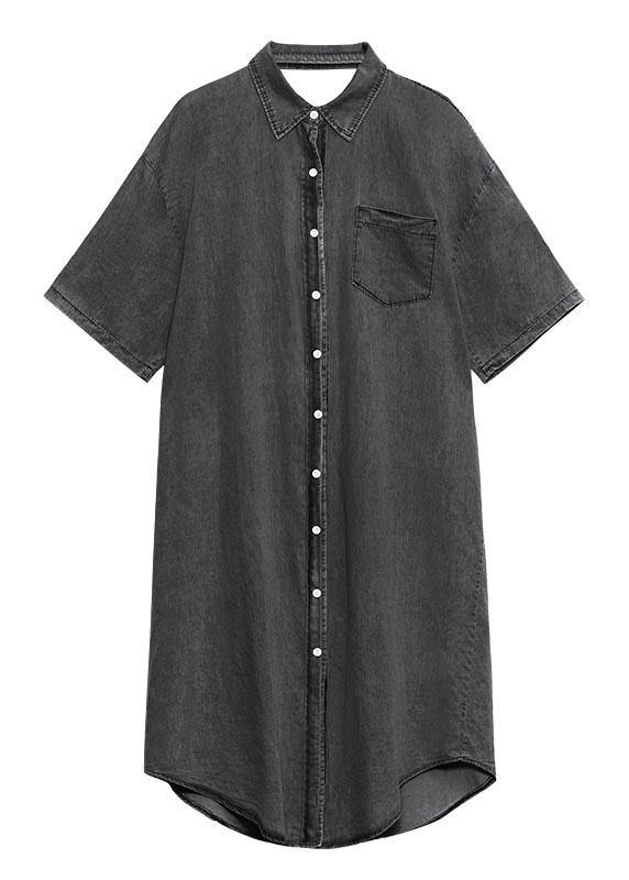 Diy Blue Hollow Out Cotton Pockets Button Summer Maxi Dresses