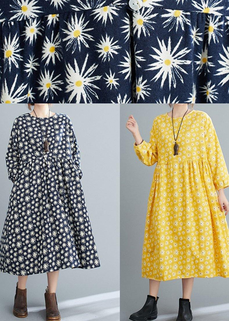 Simple O Neck Cinched Spring Dresses Runway Navy Kaftan Dress