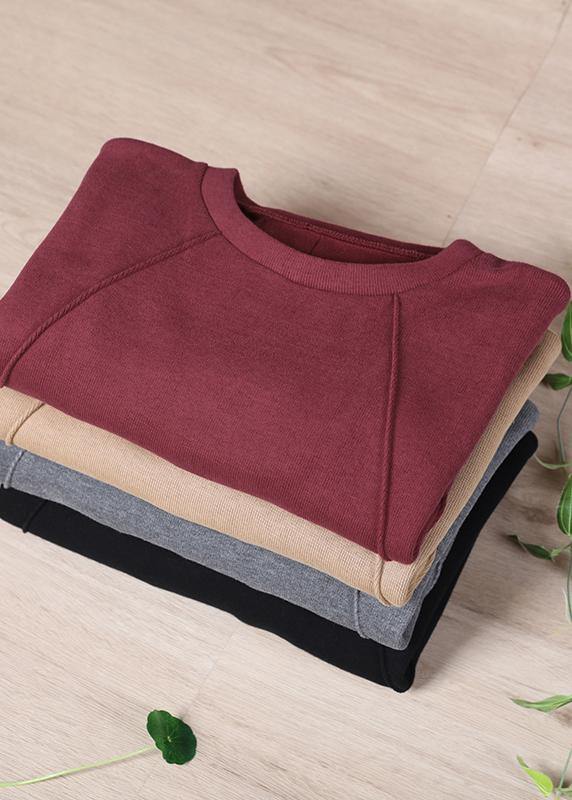 Loose Khaki O-neck Sweatshirt