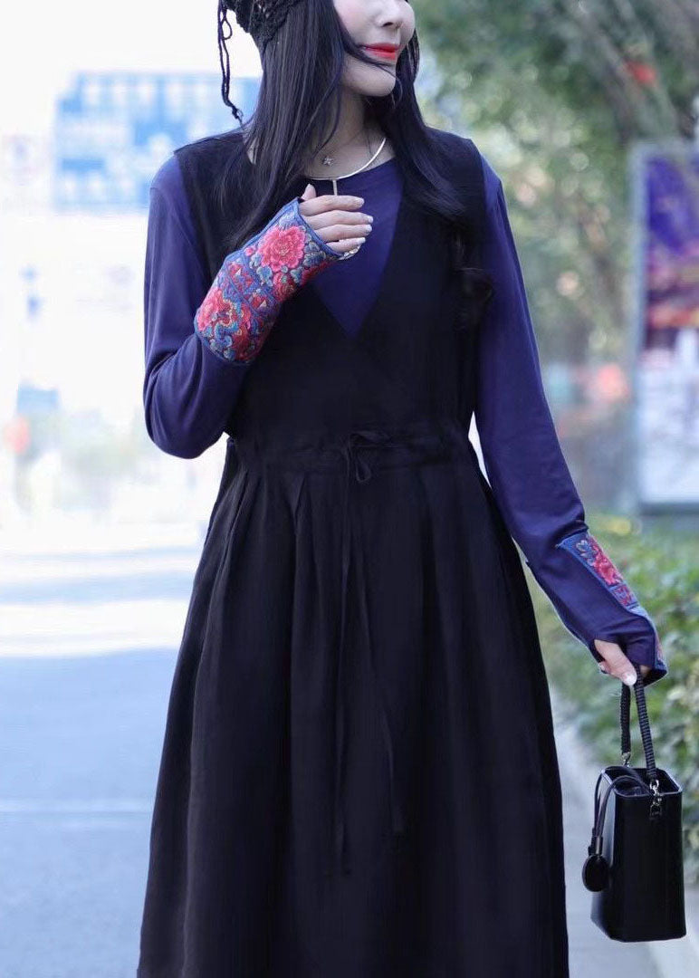 Green Tie Waist V Neck Linen Vacation Dresses Spring