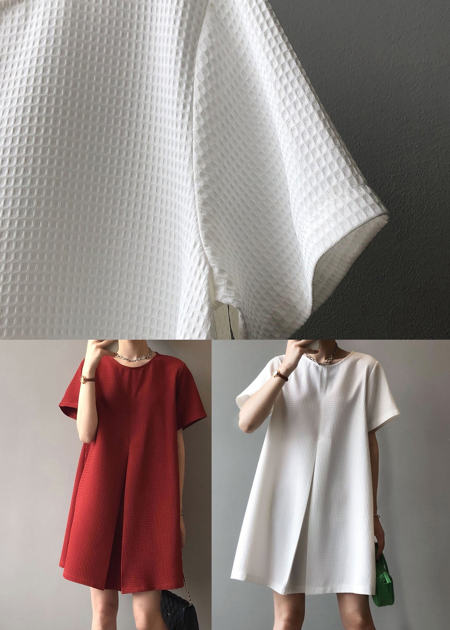 White Simple Cotton Mid Dresses O Neck Summer