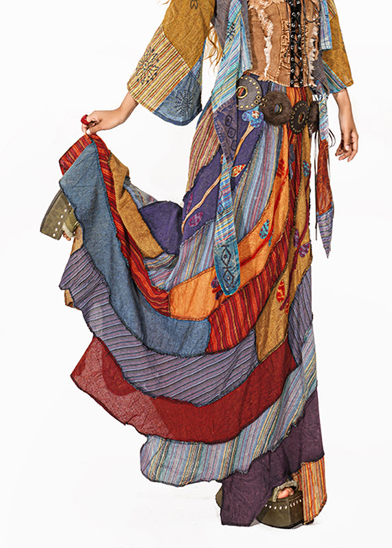 Rainbow Asymmetrical Print a Line Skirts
