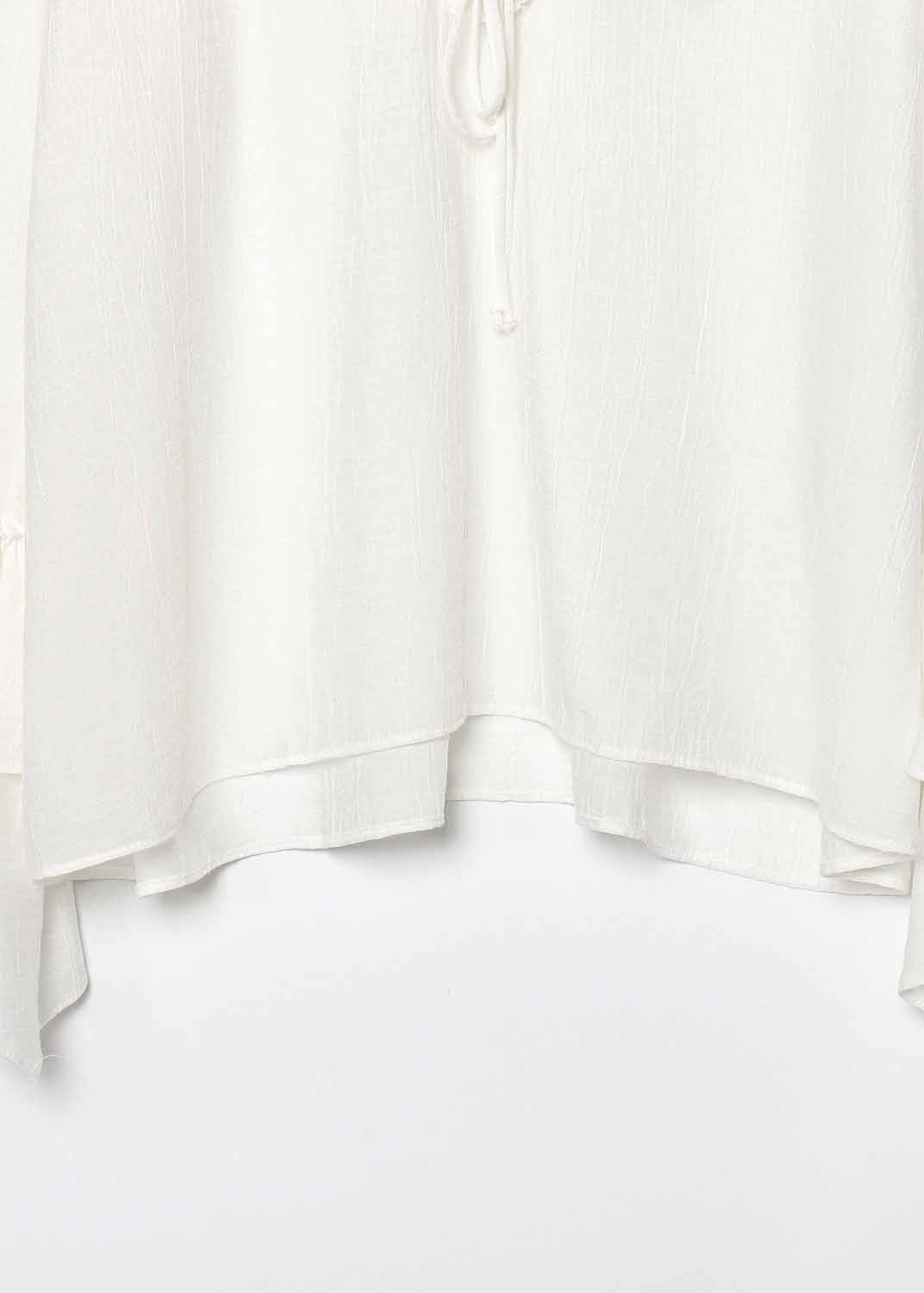 White V Neck Ruffled Patchwork Chiffon Top Fall