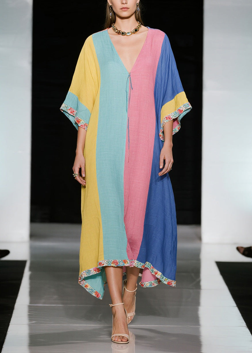 Colorblock Oversized Cotton Maxi Dress Summer