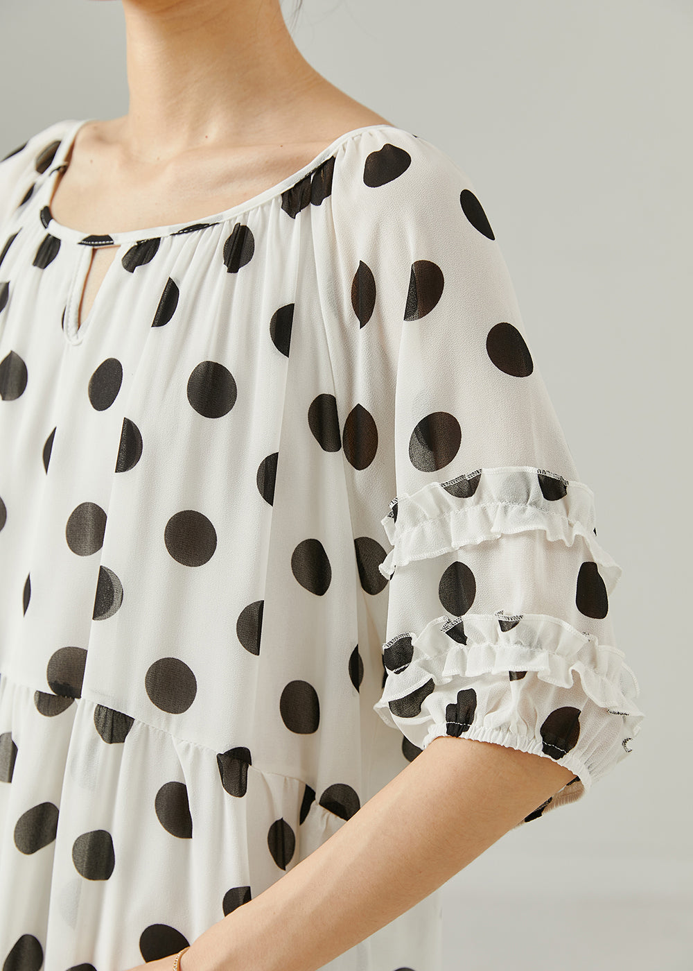 White Oversized Print Chiffon Maxi Dresses Summer