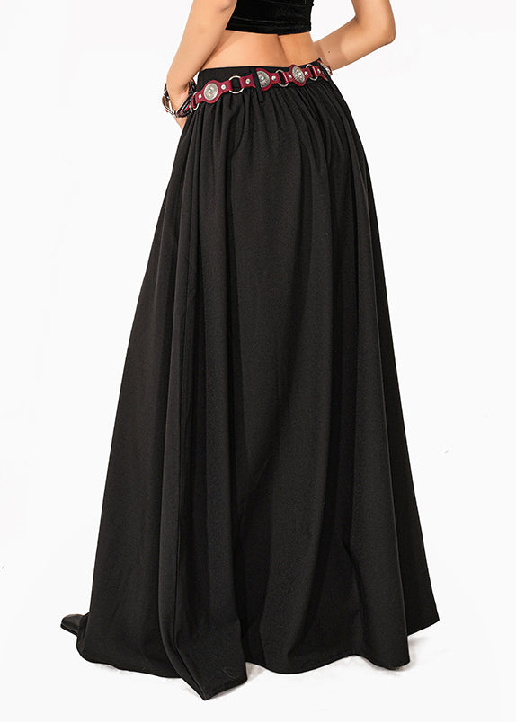 Black Elastic Waist a Line Skirt