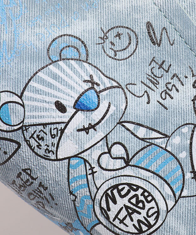 Blue Print Patchwork Denim Bucket Bag