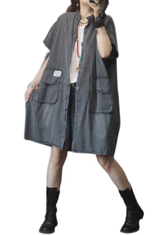 Large Pocket Grey Denim Dress