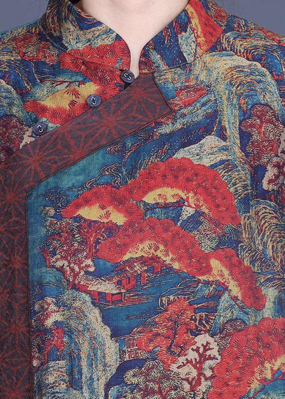 Print Retro Oriental Patchwork Summer Silk Dress