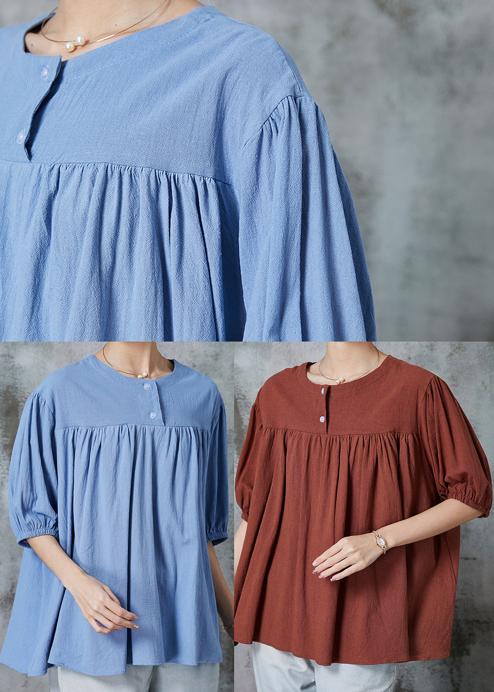 Diy Blue Oversized Cotton Shirt Tops Summer