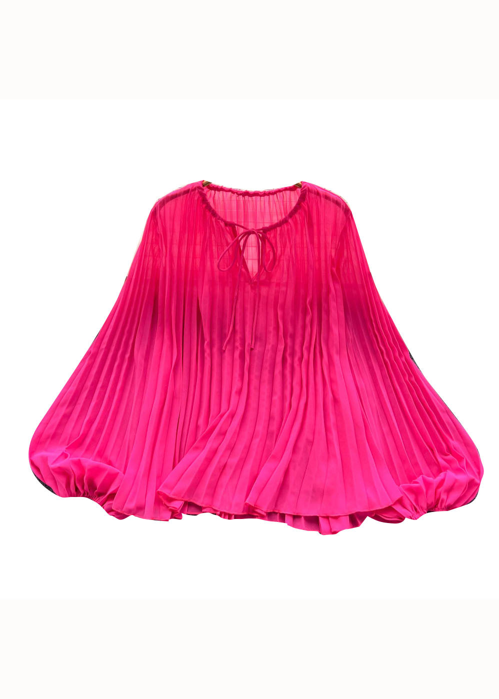 Rose O Neck Wrinkled Patchwork Chiffon Blouse Tops Summer