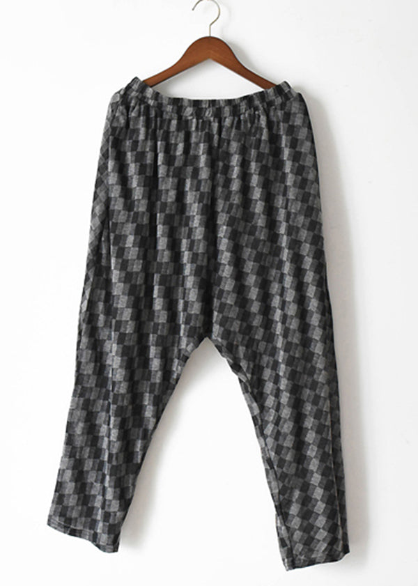 Original Black Plaid Asymmetrical Patchwork Cotton Two Piece Set Clothing Summer