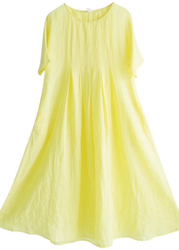 Loose O Neck Short Sleeve Clothes Work Yellow Dresses