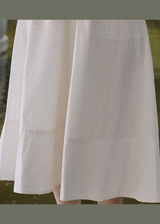 White V Neck Lantern Sleeve Ruffles Maxi Dresses