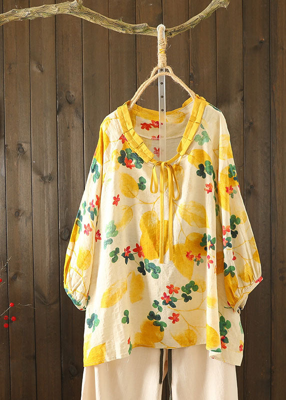 Green Print Clothes Ruffled Asymmetric Clothing Top